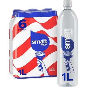 Smartwater Packaged Drinking Water, 33.8 Fl Oz (pack of 6) (EXP 06/22/26)