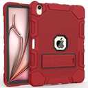 Rantice Case for iPad Air 11 Inch (M3/M2) 2025/2024, iPad Air 5th/4th Generation 10.9 Inch Case (2022/2020), Heavy Duty Shockproof Rugged Protective with Pencil Holder, Red