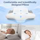 Cervical Neck Pillow, Memory Foam Pillows for Neck and Shoulder Pain Relief, 2 Heights Ergonomic Pillow with Breathable Ice Silk Cover, Neck Support Pillow for Side Sleepers White
