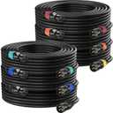 DMX Cable 25ft 6 Pack, 3-Pin Gold Plated XLR Male to Female Cables, Compatible with Microphone, Stage Light DMX512, Mic Mixer, Band and More, Multi-Color