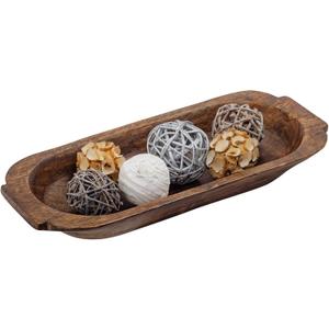 Mie Creations 16'' Large Wooden Dough Bowl for Decor, Huge Decorative Centerpiece Oval Rustic Dough Bowls for Table | Handmade Long Wood Bowl, Mothers Day Gifts for Mom, Festival Dining Decorations