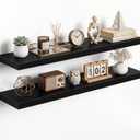 Dreamland 40Inch Black Floating Shelves 9.3" Deep Wall Mounted Set of 2