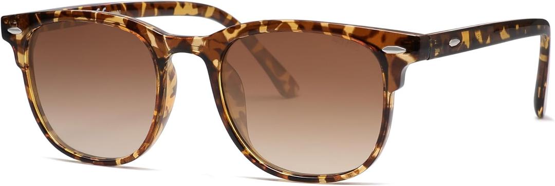 SOJOS Retro Vintage Square Polarized Sunglasses for Women Men UV Protection Lens TR90 Frame Sunglasses SJ2112 (Amber/Brown Grading)