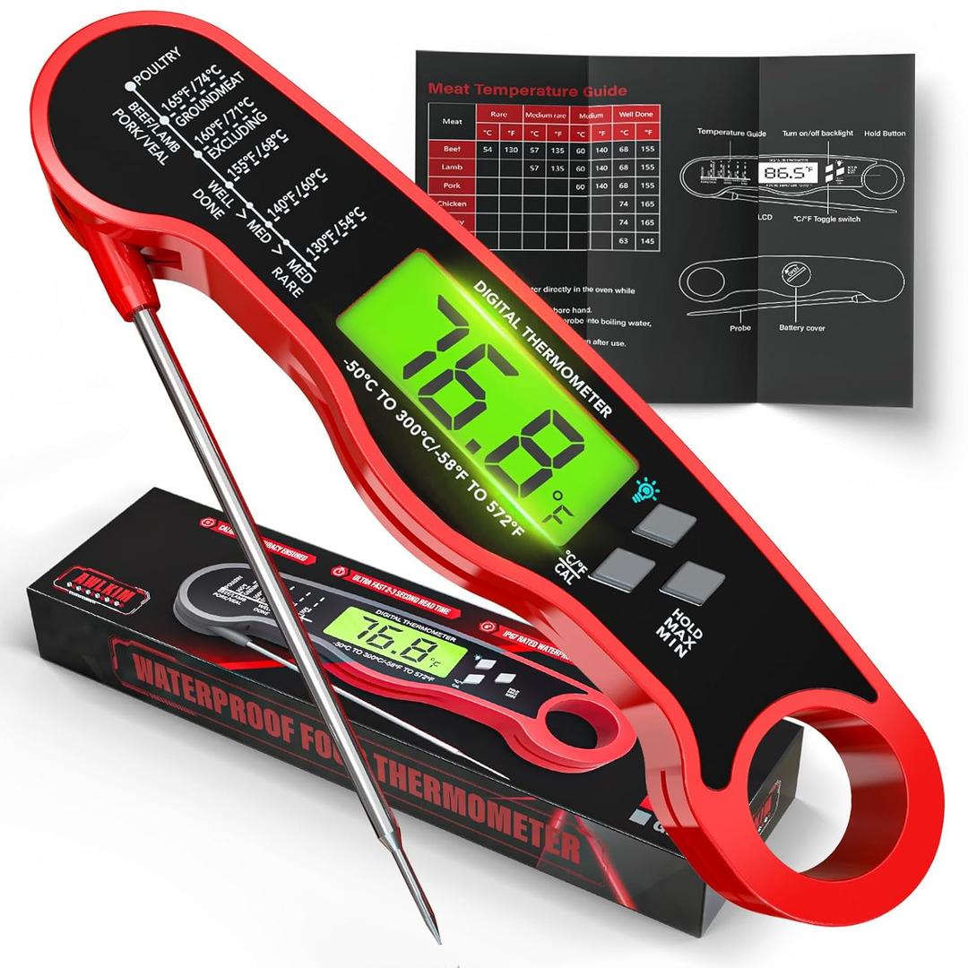 Heat Hero Digital Instant Read Meat Thermometer for Cooking and Baking with Backlight, Hold Function & Magnet for Kitchen, Beef, Grill, BBQ, Candy and Turkey