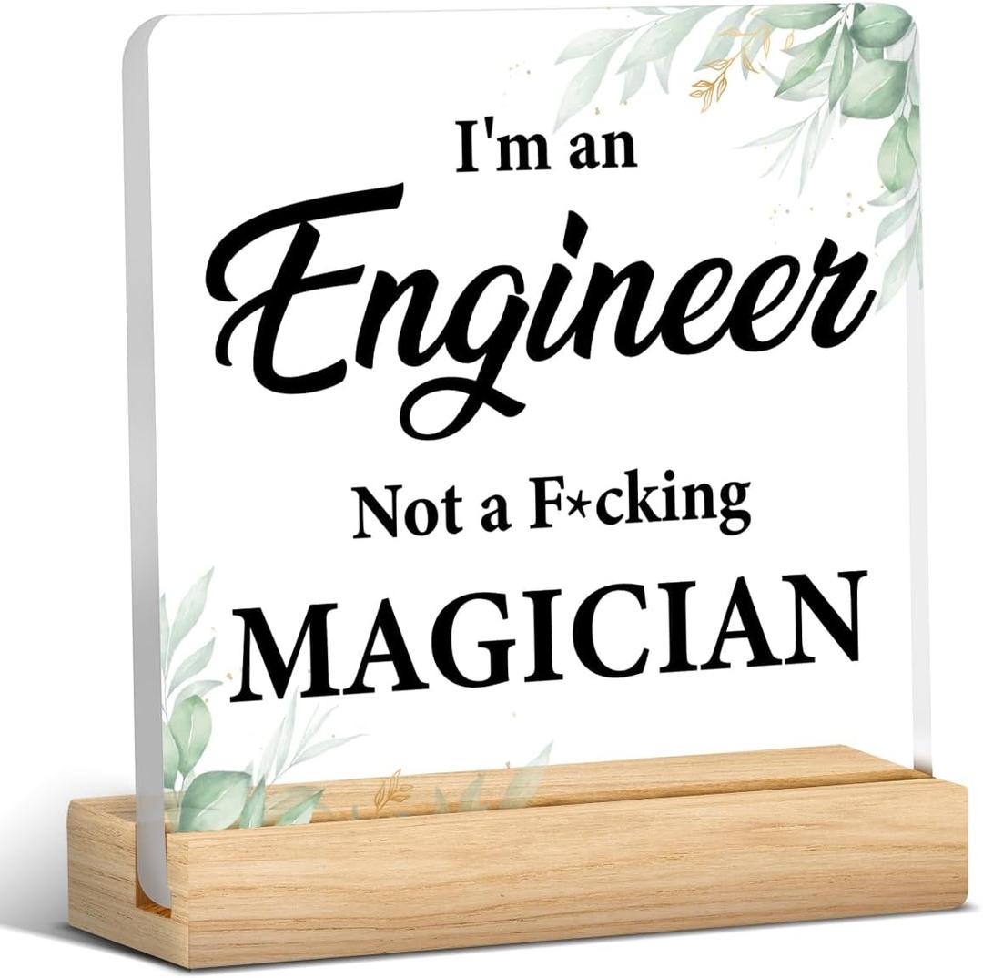 2 x Engineer Gifts for Men Women, Funny Gifts for Engineers, Mechanical Engineering Gifts, I'm an Engineer Acrylic Desk Plaque Sign Engineer Office Decoration