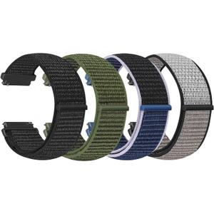 4 Pack Nylon Watch Bands Compatible with Garmin Venu 4 45mm/Venu 3 45mm/2/Vivoactive 4, Garmin Forerunner 255/255 Music/265/955, 22mm Sport Repalcement Strap for Amazfit GTR 4/3/2/Bip 6/Bip 5