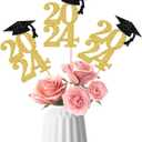 24Pcs Gold 2024 Graduation Centerpieces Sticks, Graduation Party Centerpieces for Tables 2024 Gold Graduation Table Centerpieces 2024 for Graduation Table Decorations 2024 Gold