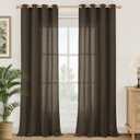 YoungsTex Chocolate Brown Linen Curtains for Living Room 84 Inches Length 2 Panels, Light Filtering Drapes with Grommet Privacy for Dining Bedroom, 52 X 84 Inch (Sliver-brown Color)