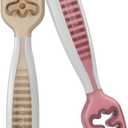 NumNum Baby Spoons Set, Baby Essentials Pre-Spoon GOOtensils for 6+ Months, First Stage Self-Feeding Spoons for Baby Led Weaning (BLW), Silicone Toddler Utensils, BPA-Free, 2 Pack Beige/Mauve