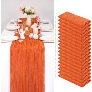 18 Pack Orange Cheesecloth Table Runner Gauze Table Runner 10FT Long Semi-Sheer Table Runner Boho or Rustic Wedding Table Decor for Wedding Decor Arch Draping Bridal Shower Holiday Party