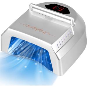 UV LED Nail Lamp Rechargebale, 72W Cordless Gel Nail Lamp with Fan Professional Nail Lamps for Gel Nails Nail Dryer with 45 Beads, Perfect for Salon Manicure, Pedicure, Home DIY Use (Pure White)