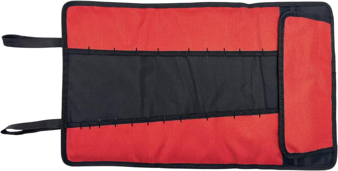 36 Pockets Tool Roll Organizer Tool Roll Up Pouch, Roll Storage Bag Pouch for Electrician (Red)