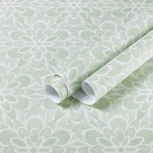 EeeComing Contact Paper Floral Peel and Stick Wallpaper Boho Floral Contact Paper Waterproof White and Green Removable Wallpaper for Walls Vinyl Roll 78.7x16.14inches
 Set of 2