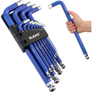 ELEAD Jumbo Hex Key Allen Wrench Set | 13-Piece Metric 2-19mm | Long Ball End Durable S2 | 4" - 13.5" Long | Automotive | Mechanic | Furniture | Professional Grade Tools