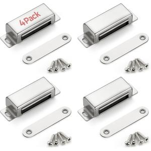 Ravinte 4 Pack Cabinet Magnets for Closure, 60lbs Heavy Duty Concealed Magnetic Door Catch, Strong Magnetic Door Latch for Cupboard Drawer, Wardrobe Closet - Silver,