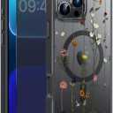 FUNMIKO for iPhone 16 Pro Max Case with Privacy Screen Protector, Wireless Charging Compatible, Shockproof Translucent Matte Cover - Cute Floral Design Phone Case for Women Girls - Elegant Tiny Flower