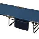 SUNNYFEEL Portable Folding Camping Cot Lightweight, Outdoor Sleeping Cots with Pillow, Easy Set up and with Load-Resistant Support 300 LBS for Travel Camp Beach Vacation (Navy Blue)