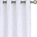 BGment White Curtains 84 Inch Length 2 Panels Set Grommet Thermal Insulated Room Darkening Window Curtains with Wave Line and Dots Printed for Bedroom, 52 x 84 Inch, Pure White