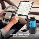 PLDHPRO Cup Holder Tablet Car Mount, Adjustable Truck iPad Cupholder Stand with Telescopic Arm for 5.1-15.6 inch iPad Pro Air Mini Galaxy Tab, Vehicle Road Trip Accessories