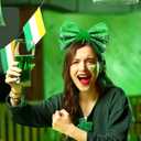 4 x St. Patrick's Day Shamrock Bow Headband for Women Girls Glitter Green Clover Leaf Headband Hair Band Irish Saint Patrick Party Festival Parade Accessories (Green)