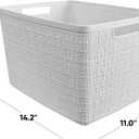 Curver Set of 4 Large 20L Jute Decorative Plastic Organization and Storage Baskets - Perfect Bins for Home Office, Closet Shelves, Kitchen Pantry and All Bedroom Essentials, White