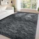 DweIke Fluffy Dark Grey 4x6 Area Rugs for Bedroom Living Room, Soft Plush Shaggy Deep Gray Girls Boys Kids Rug, Non-Slip and Machine Washable Carpet for Dorm Nursery Classroom Decor