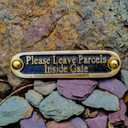 Please Leave Parcels Inside Gate Metal Brass Door Sign. Traditional Style Leave Delivery Instruction Outdoor Metal Mailbox Wall Sign By The Metal Foundry
