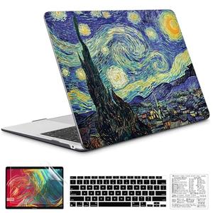 QCzyc Compatible with MacBook Air 13 Inch Case 2022, 2021-2018 A2337 M1 A1932 A2179 Durable Hard Plastic Shell Case &Keyboard Cover&Mac OS Keyboard Sticker (Van Gogh Starry Sky)