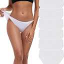 ANLIQI High Cut String Bikini Panties Stretchy Soft Modal Low Waist Underwear Ladies Hipster Panties Multi Pack (X-Large, 6*white)