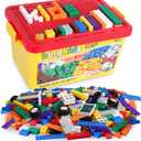 burgkidz Building Bricks 568 Pieces Toys, Classic Building Blocks Includes Wheels, Door, Window, Compatible Bulk Block with Storage Box and Baseplate, STEM Educational Gift for Kids 3+ Year