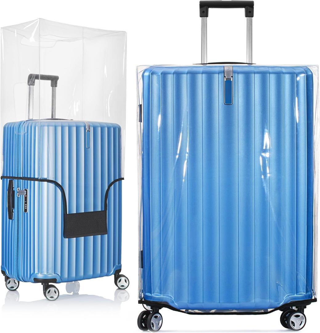 BlueCosto Luggage Cover for Suitcase - 30" Clear PVC Luggage Protector for 30" - 31" Sized Bags - Premium Travel Accessory for Baggage Protection - Universal Cover w/Hook & Loop Closure