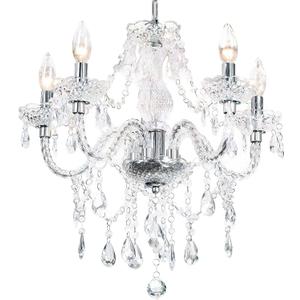 PAPAYA Crystal Chandeliers Clear Chandelier 5-Light Modern Pendant Ceiling Lighting Fixture with Acrylic Crystals & Beads for Girls Room,Living Room,Kitchen Island,Entryway