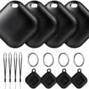 Air Tracker Tag for Android, Tags-4 Pack Luggage Tracker with 4 Case, Works via Google Find Hub App, Bluetooth Tracker Item Finder for Key, Backpack, Travel and Commute, 4 Pack, Black (NOT for iOS)