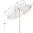 Aoxun 7ft Patio Umbrella with Fringe,Outdoor Beach Umbrella with Aluminum Pole, Ribs Push Button Tilt and Carry Bag, UV 50+ Picnic Tassel Umbrella (White)