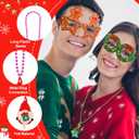 2 x 42 Pcs Christmas Paper Eyeglasses and Tree Bead Necklace Christmas Glasses for Photo Props Holiday Gift