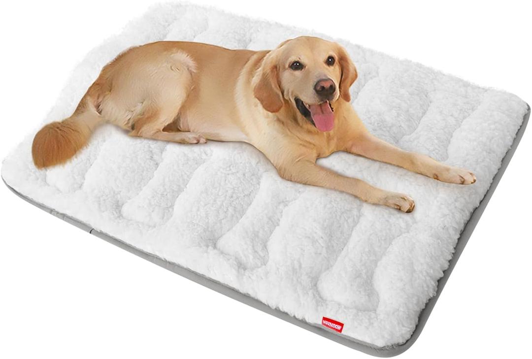 Dog Bed Crate Mat(42" X 28"), Soft Plush Dog Bed Pad Machine Washable Crate Pad, Dog Sleeping Mat with Anti Slip Bottom,X-Large, White