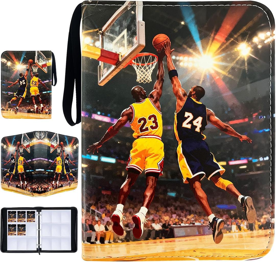 Basketball Cards Binder 900 Pockets,Trading Cards Holder Card Collectors Album,Trading Card Binder 9 Pocket with 50 Removable Sleeves