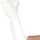 Lansian Long Opera Party Gloves for Women 1920s 20s Satin Gloves Costumes Elbow Length Bridal Evening Dress, 21 inches (Pearl White)