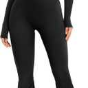 YEOREO Women Long Sleeve Flare Workout Jumpsuit Zip Up Romper Bottom Pants Wide Leg Bodysuit Bodycon Sexy One Piece (Small, Black)