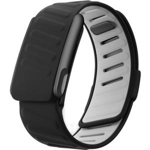 Waterproof Silicone Sport Band Compatible with WHOOP 5.0, One, Peak & Life | Soft-Touch, Sweatproof, Adjustable Replacement Strap for Men & Women  Durable, Comfortable & Easy to Clean (Black Grey/Black Metal)