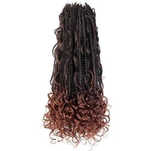Niseyo Goddess Box Braids Crochet Hair 18 Inch 6 Packs Long Crochet Box Braids Pre Looped Curly Ends Boho Style Synthetic Hair (T350/Ombre Ginger Red)