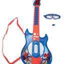 Lexibook, Spider-Man, Light-Up Electronic Guitar with Microphone, Glasses with Microphone, melodies, 2 Game Modes, MP3 Input, Blue/red, K260SP