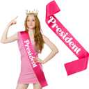 5 x President Satin Sash - Halloween Hot Pink for Women Adult - Beauty Pageant Birthday Decorations