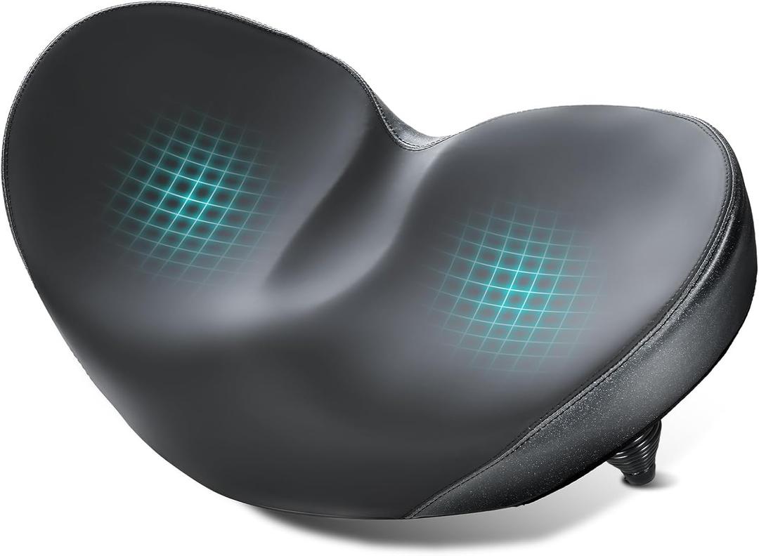 YLG Oversized Noseless Bike Seat for Men Women Comfort - Extra Large Noseless Padding Bicycle seat Suitable for City, Electric Bikes, Wide Bike Saddle Cushion