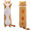 Cute Cat Plush Long Body Pillow – Soft Cartoon Stuffed Animal Doll, Kawaii Cat Plushie Cuddle Toy Gift for Kids, Girls & Girlfriend (Brown, 19.7 Inch)