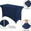 Peomeise 4FT Spandex Table Cover Rectangular Stretch Spandex Tablecloth (Navy,4FT)