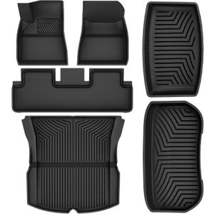 OEDRO Floor Mats Fit for Tesla Model 3 Highland 2024 2025, All Weather Waterproof Accessories for Model 3 Floor Mats, Rear Trunk Mat Cargo Liners