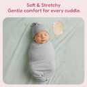 Stretchy Swaddle Blanket for Newborns with Hat & Hello World CardSoft Baby Swaddles 0-3 Months,47"x 47"Supersoft Swaddle Blanket,Receiving Blanket for Boys & Girls (Storm)