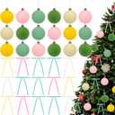 45 Pcs Pastel Christmas Bulbs Ornaments for Christmas Tree Set 15 Pcs 3.15'' Pastel Candy Balls 30 Pcs Velvet Bows Decor Set Macaron Xmas Tree Hanging Ornaments Wreath Garland Decor