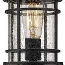 Emliviar Lamp Post Light Fixture - Modern Outdoor Post Light with Seeded Glass 12.5 Inch, Black Finish, XE229P-S BK
